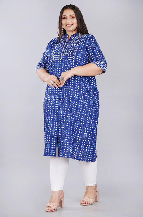 Designer Plus size A-Line Rayon Kurti